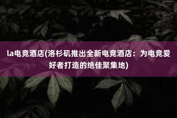 la电竞酒店(洛杉矶推出全新电竞酒店：为电竞爱好者打造的绝佳聚集地)