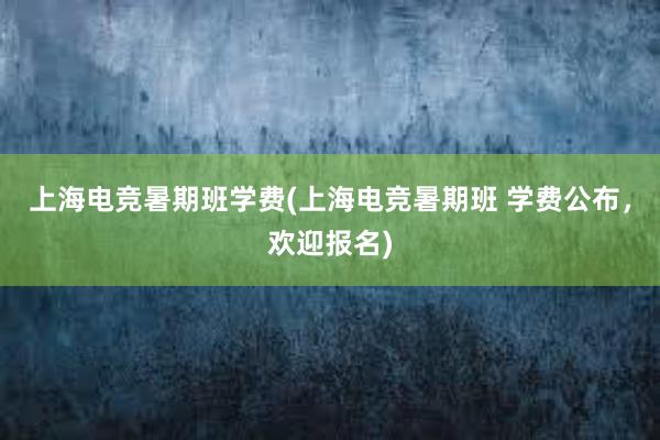 上海电竞暑期班学费(上海电竞暑期班 学费公布，欢迎报名)