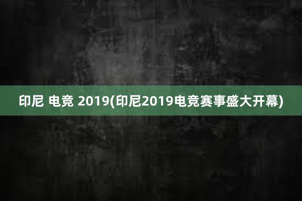 印尼 电竞 2019(印尼2019电竞赛事盛大开幕)