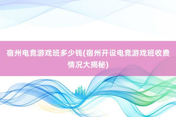 宿州电竞游戏班多少钱(宿州开设电竞游戏班收费情况大揭秘)