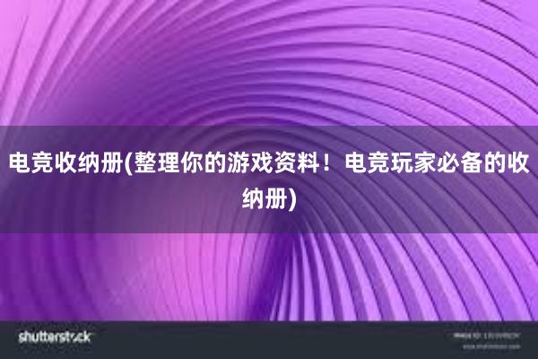 电竞收纳册(整理你的游戏资料！电竞玩家必备的收纳册)