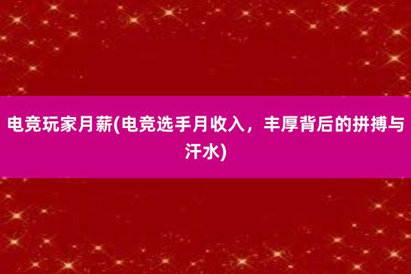 电竞玩家月薪(电竞选手月收入，丰厚背后的拼搏与汗水)