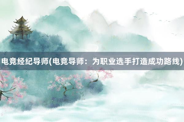 电竞经纪导师(电竞导师：为职业选手打造成功路线)