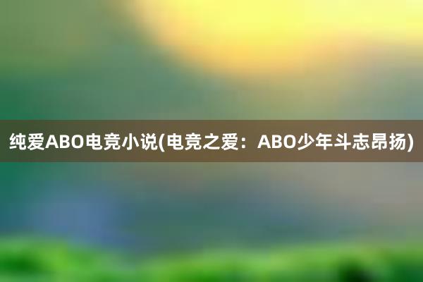 纯爱ABO电竞小说(电竞之爱：ABO少年斗志昂扬)