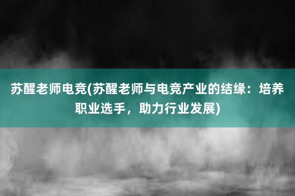 苏醒老师电竞(苏醒老师与电竞产业的结缘：培养职业选手，助力行业发展)