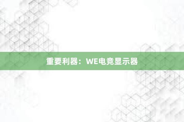 重要利器：WE电竞显示器