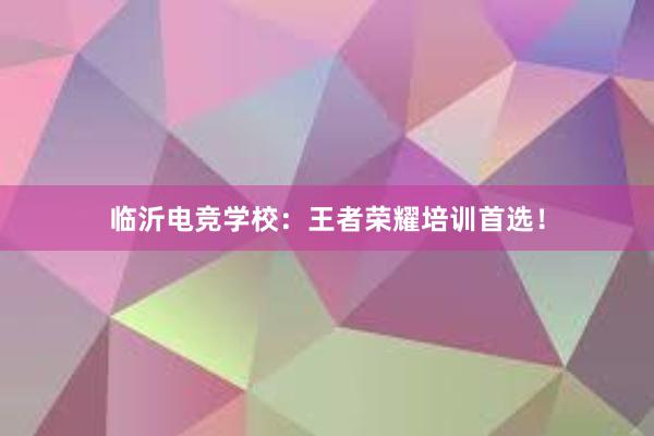 临沂电竞学校：王者荣耀培训首选！