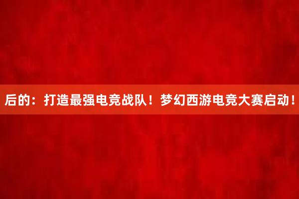 后的：打造最强电竞战队！梦幻西游电竞大赛启动！