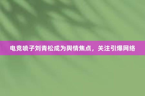 电竞喷子刘青松成为舆情焦点，关注引爆网络