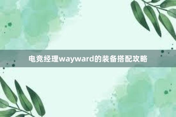 电竞经理wayward的装备搭配攻略