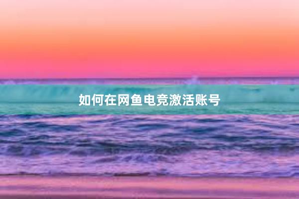 如何在网鱼电竞激活账号