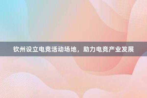 钦州设立电竞活动场地，助力电竞产业发展