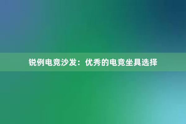 锐例电竞沙发：优秀的电竞坐具选择