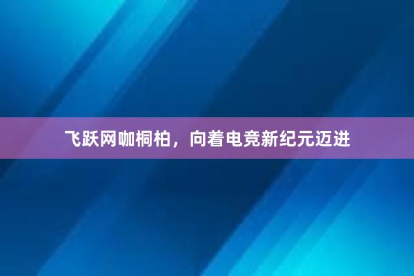 飞跃网咖桐柏，向着电竞新纪元迈进